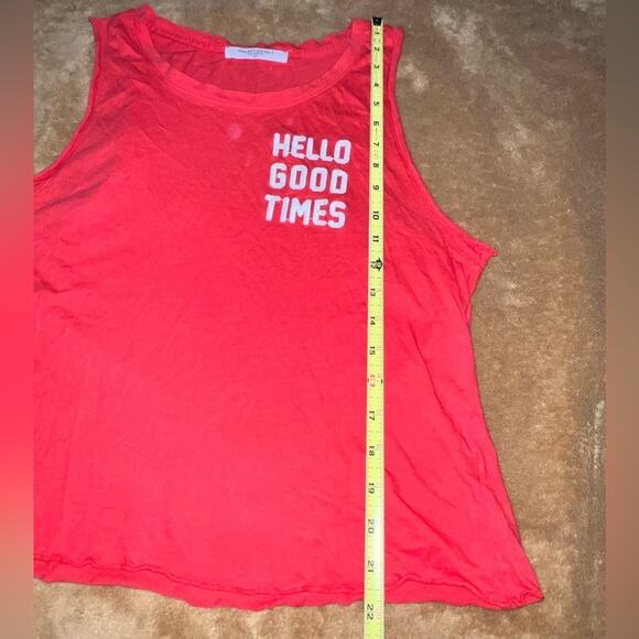 Project Social T Hello Good Times Tee Loose Fit Pretty red white letters Sz S - Picture 6 of 9
